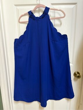 SHEIN Royal Blue Scalloped Halter Mini Dress
